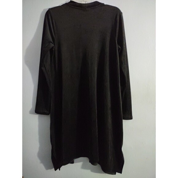Pure Jill Black Velvet Velour Tunic Top Dress Small Pockets Dip Hem Holiday - Picture 5 of 5